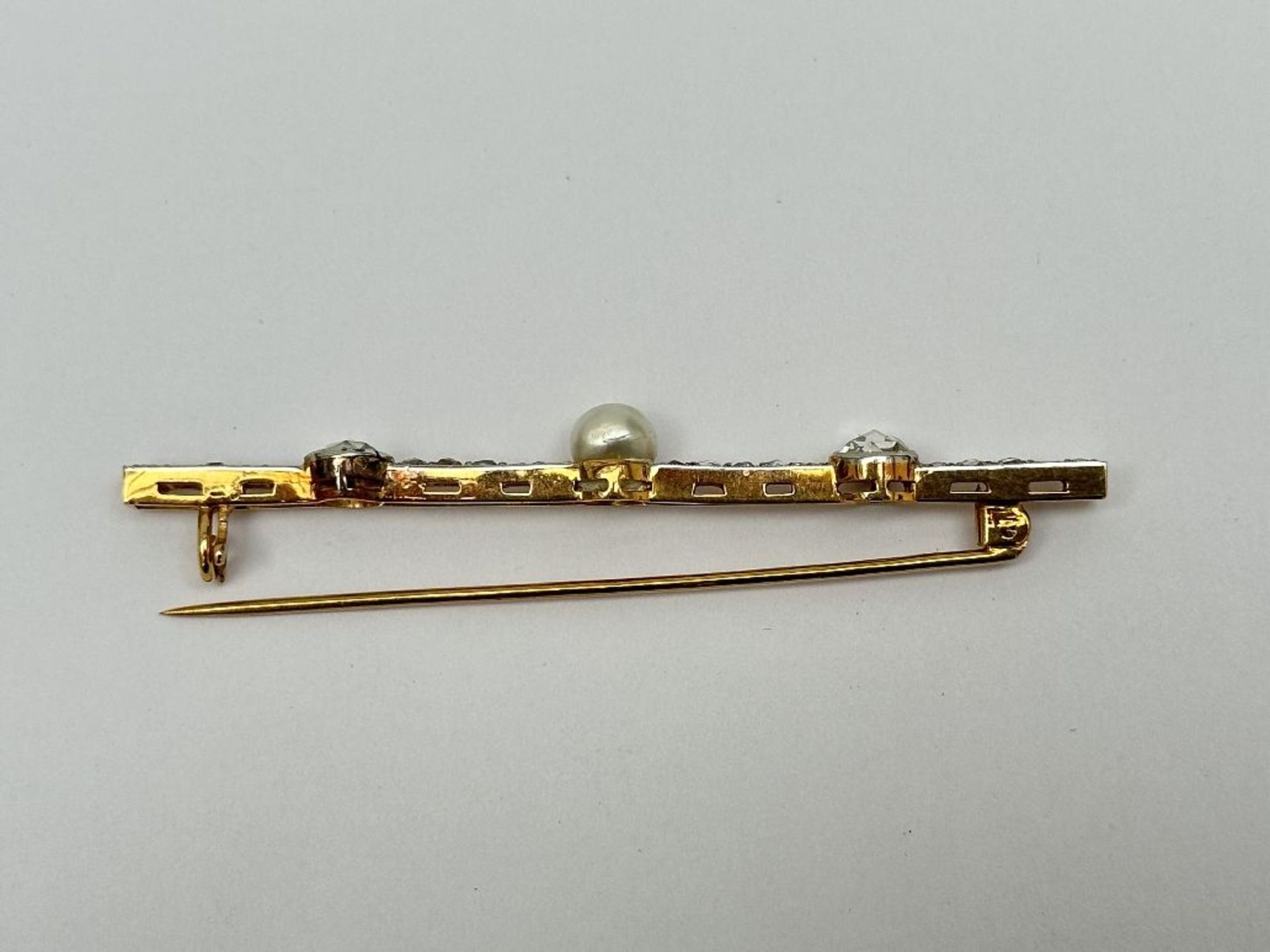 Barrette brooch set with pearls and diamonds - Bild 6 aus 6