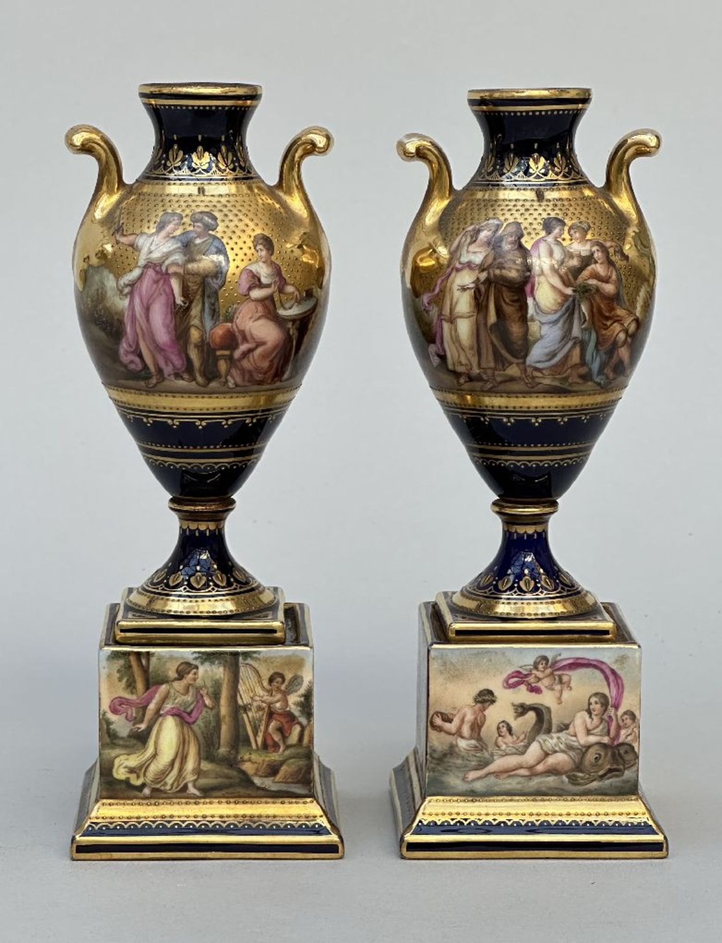 Collection of porcelain: a pair of Royal Vienna vases, two porcelain sculptures and a decorative vas - Image 4 of 7