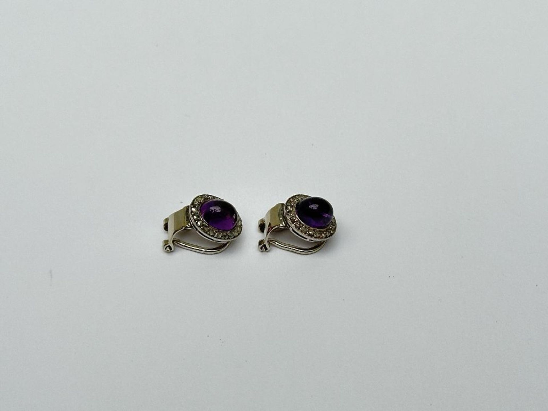 A pair of earrings (clips) with amethyst - Image 4 of 5