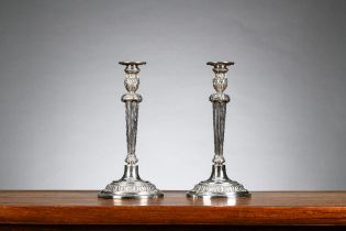 A pair of silver Louis XVI candlesticks by Joannes Baptiste, Ghent 1781