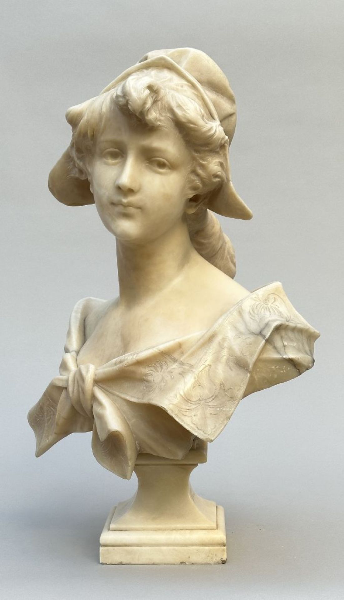 Galileo Pochini: sculpture in alabaster 'bust of a young girl' - Image 2 of 5