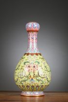 A Chinese famille rose vase 'floral decoration', possibly Republic period (Qianlong mark)