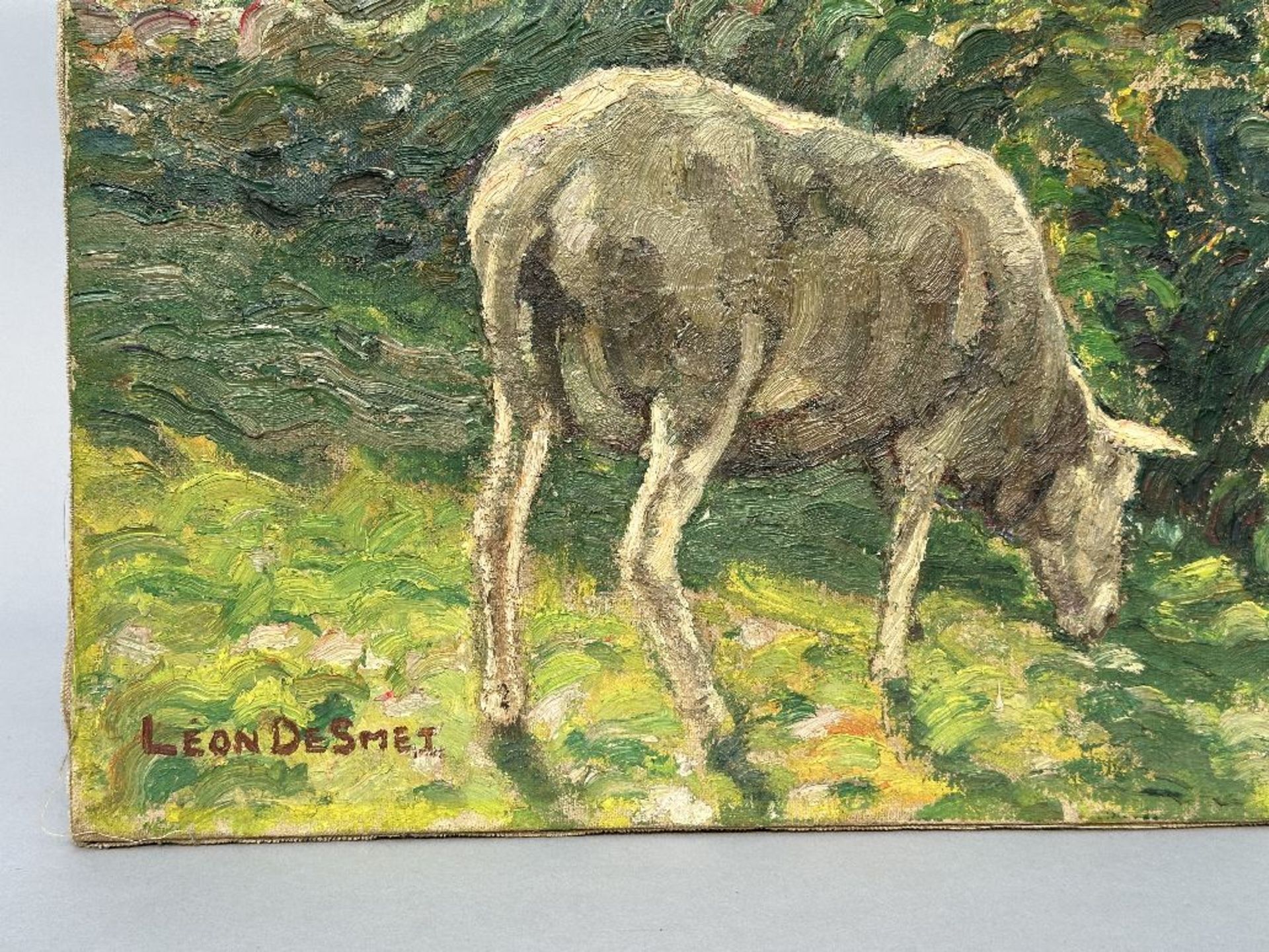 Leon De Smet: painting (o/c) 'spring view with sheep' - Image 5 of 8