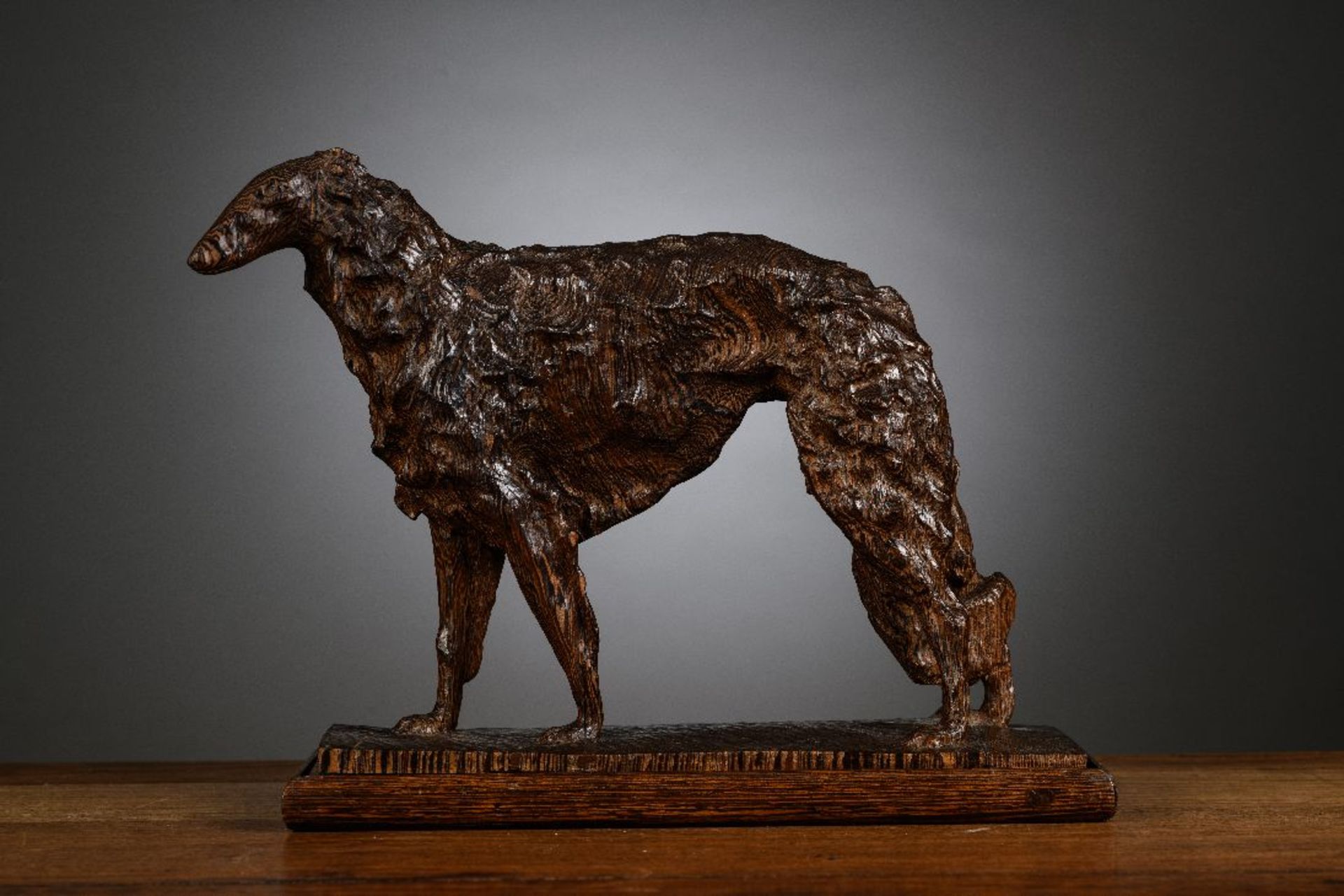 Domien Ingels: sculpture in wengé wood 'greyhound' (*) - Image 2 of 9