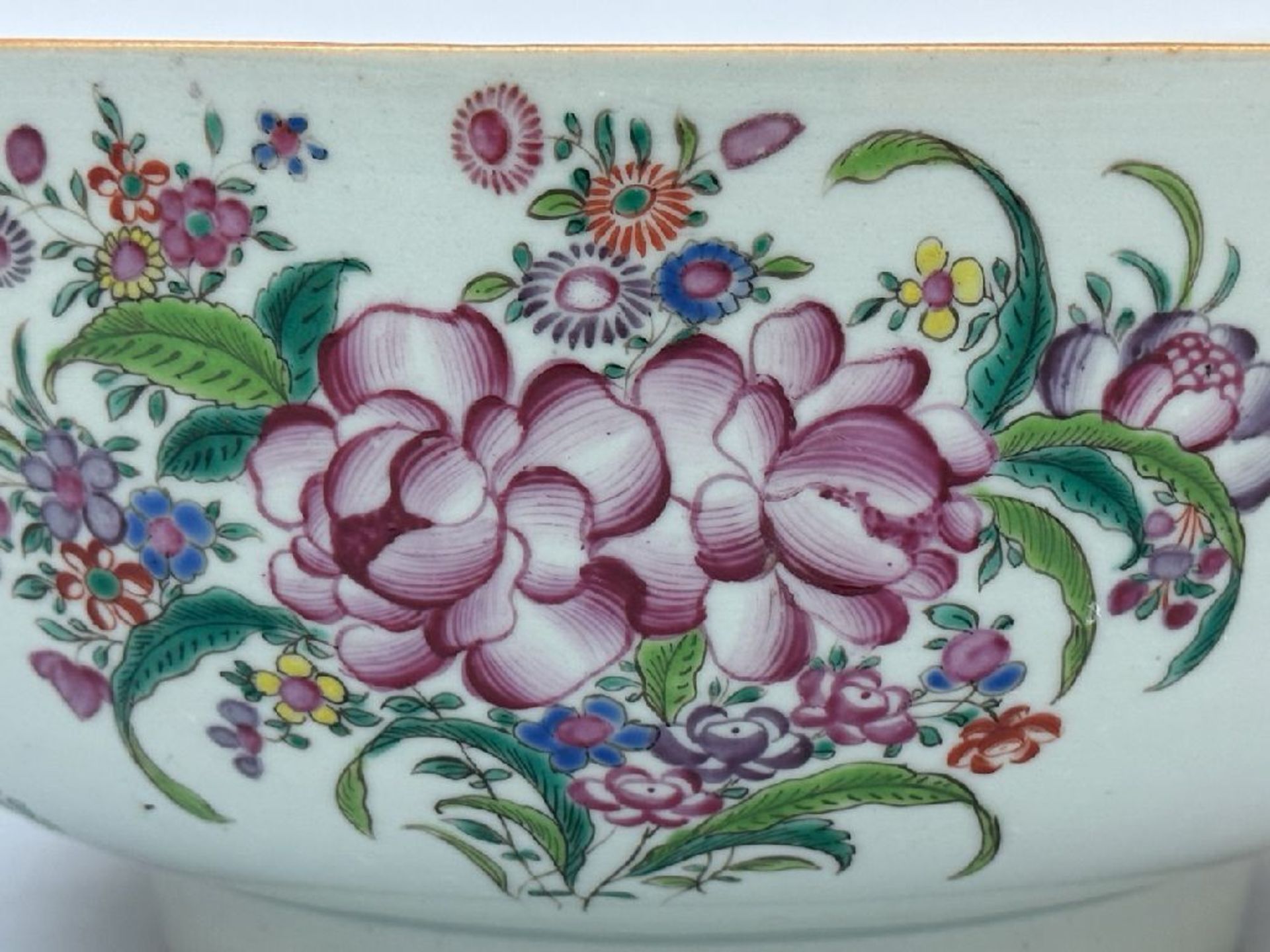 A large Chinese famille rose punch bowl 'flowers', 18th century - Image 3 of 8