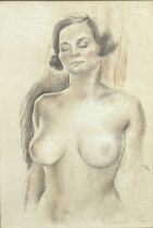 Adrien Dupagne: drawing, mixed media on paper 'naked woman'