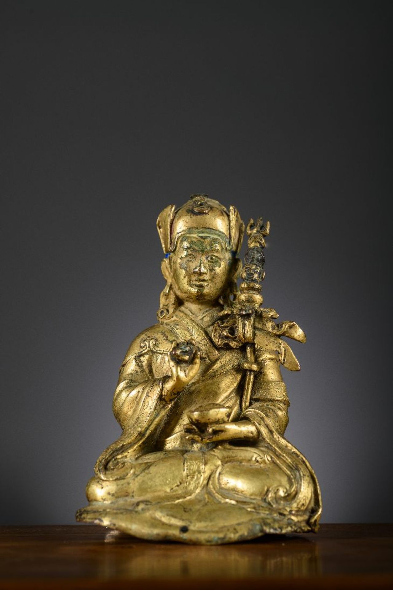 Gilded statue 'Padmasambhava', Tibet 16th - 17th century