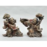 A pair of Japanese sculptures in polychromed wood (*)