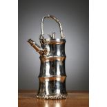 Japanese silver teapot 'faux bamboo', Meiji period (signed)