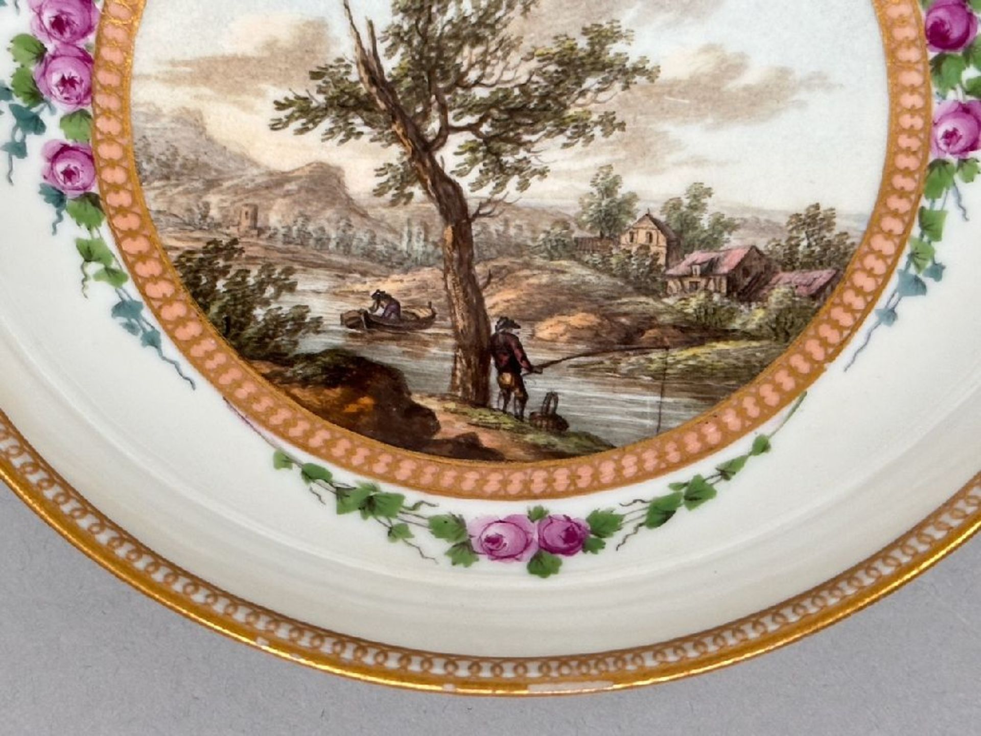 Cup and saucer in Meissen porcelain 'view of the village', 18th century - Bild 4 aus 5