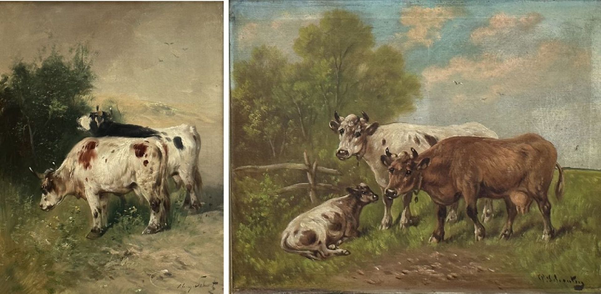 Henri en Paul Schouten: two paintings (o/c) 'cows'