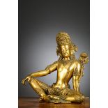 A gilt bronze sculpture 'Indra', Tibet or Nepal