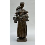 Michel Leonard Béguine: bronze statue 'girl with goat', Valsuani foundry