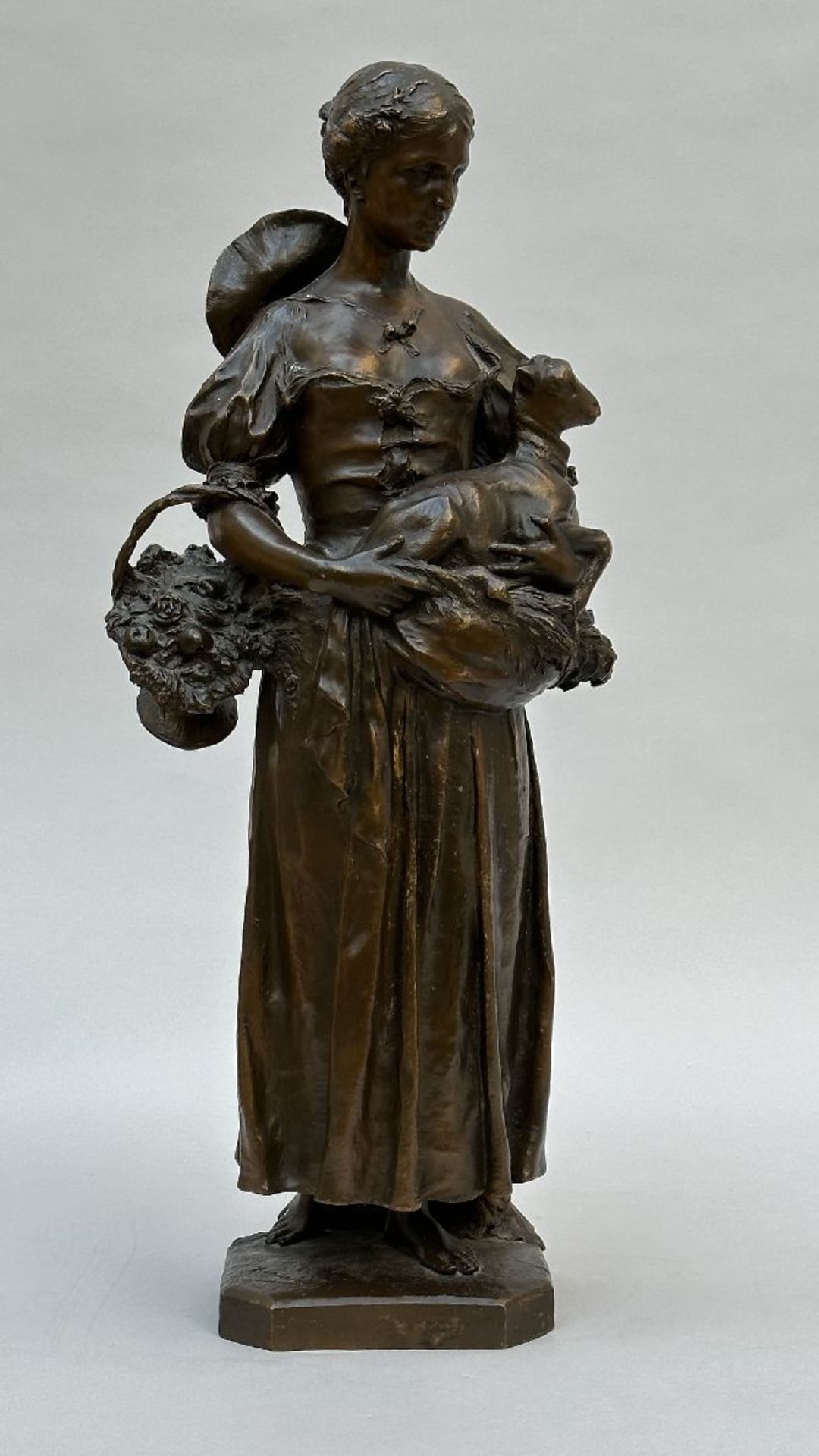 Michel Leonard Béguine: bronze statue 'girl with goat', Valsuani foundry