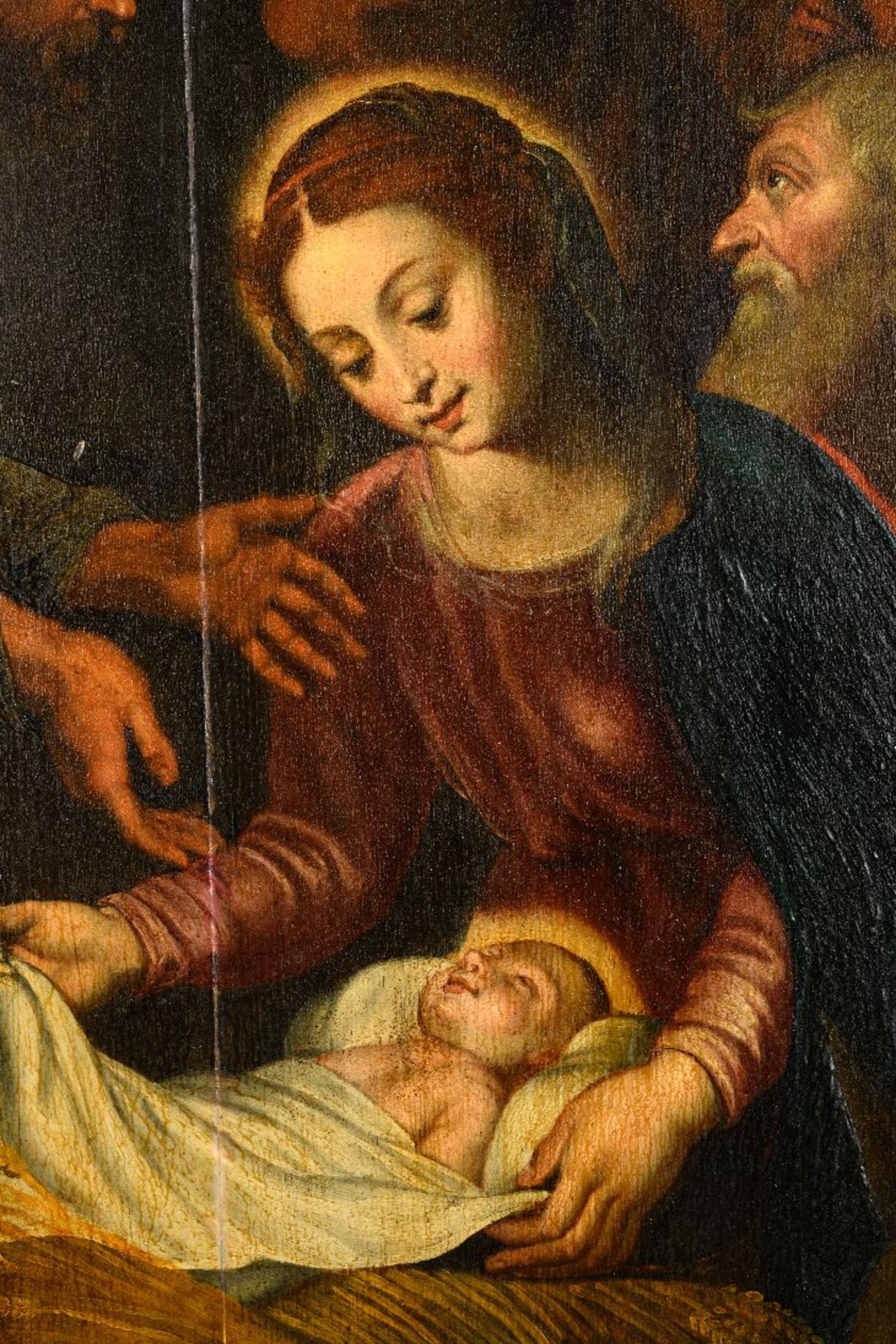 Side panel of a triptych 'Nativity and grisaille', 17th century - Image 4 of 9