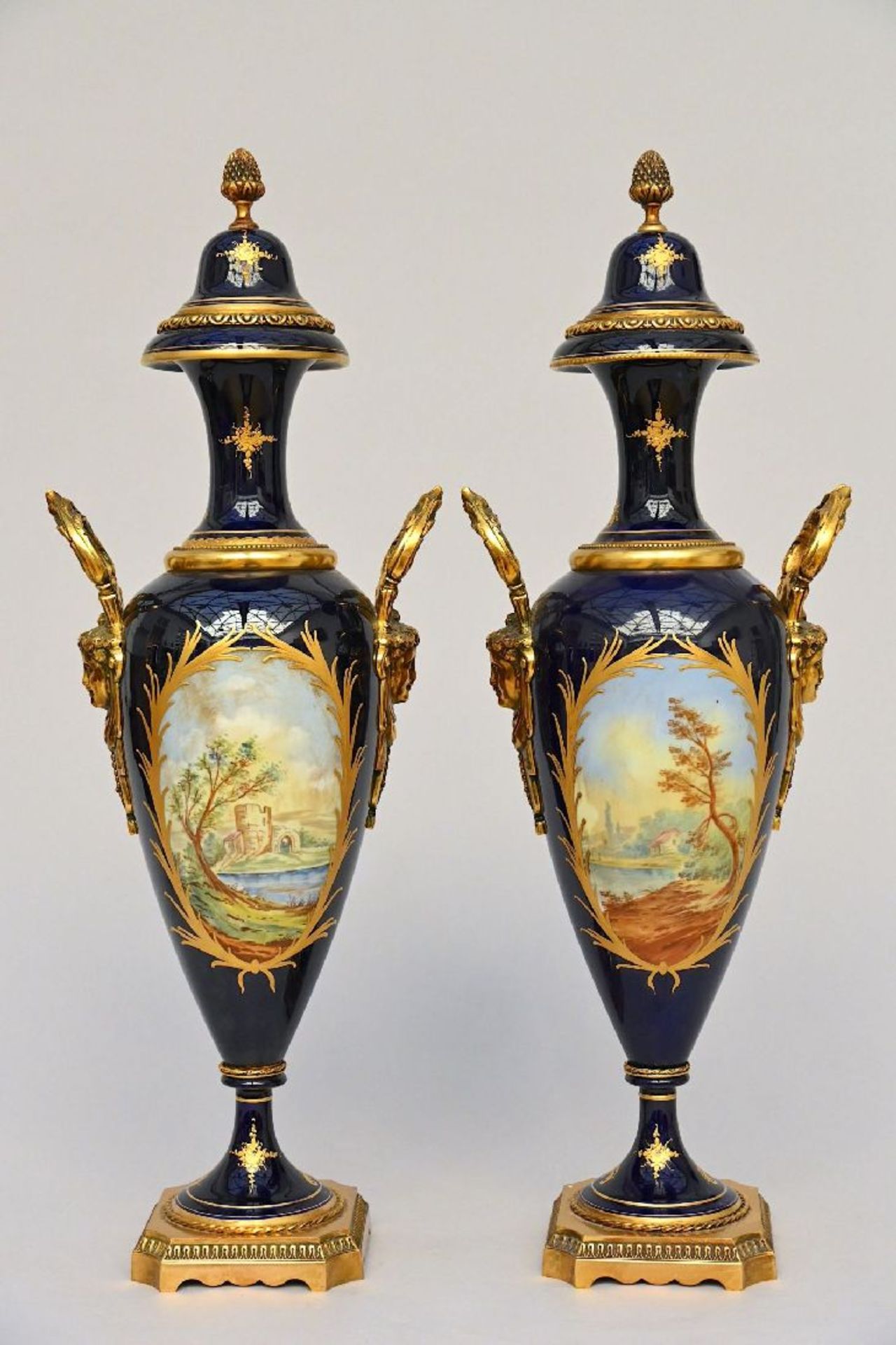 Pair of Sèvres style porcelain vases - Image 2 of 6