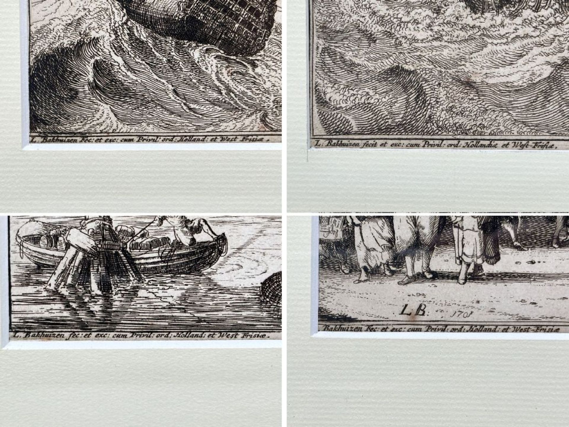 Ludolf Bakhuizen: series of 4 engravings 'harbor and maritime scenes' - Image 3 of 6