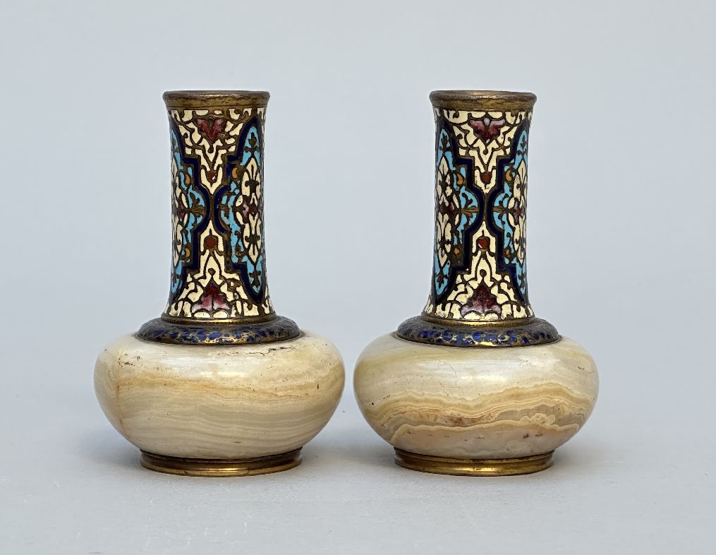 Three champlevé vases, circa 1900 - Image 3 of 4