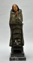 Edmond Lefever: bronze statue 'praying woman'