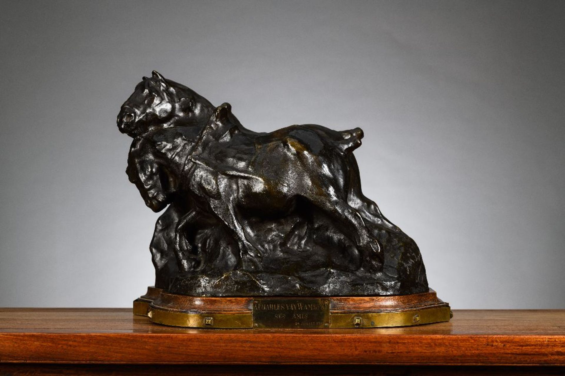 Domien Ingels: sculpture in bronze 'draft horses' (foundry Vindevogel)