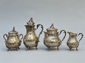 A four-piece Louis XV style silver coffee set (*)