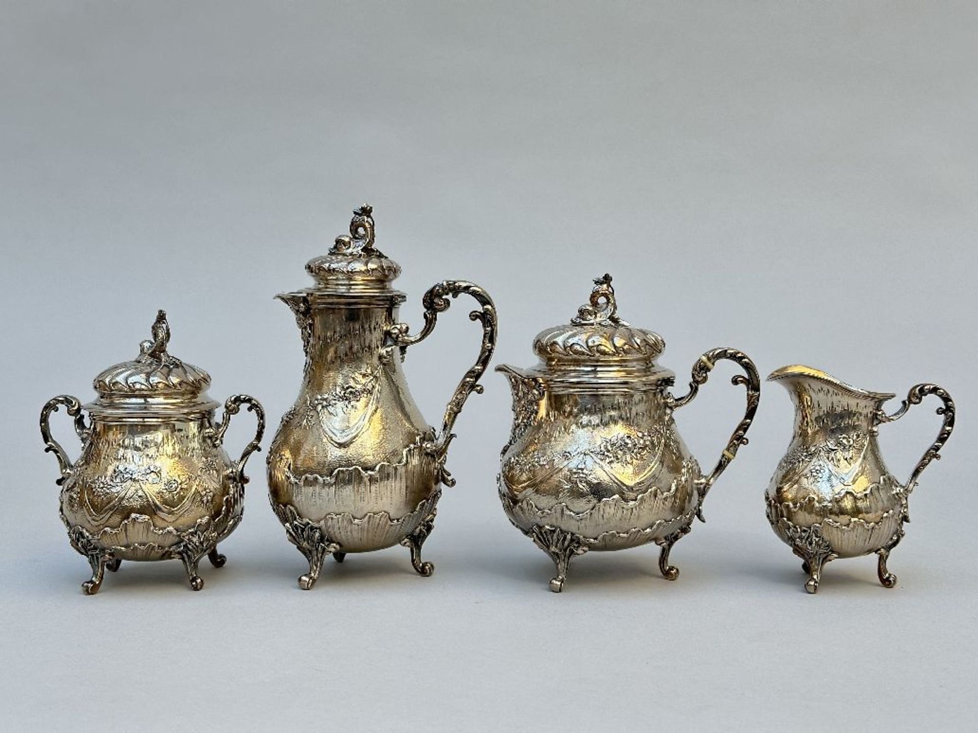 A four-piece Louis XV style silver coffee set (*)