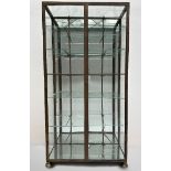 Brass two-door display cabinet with mirror back and bottom (*)