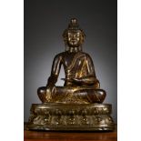 Exceptional, large sculpture 'Buddha Shakyamuni', Tibet 13th - 14th century