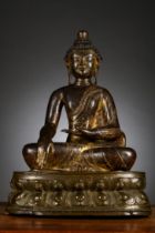 Exceptional, large sculpture 'Buddha Shakyamuni', Tibet 13th - 14th century