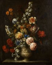 Anonymous (17th-18th century): painting (o/c) 'flower still life with vase'