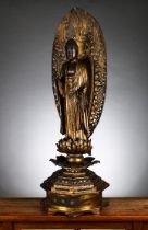 Japanese statue in lacquered wood 'Buddha', Edo period (*)
