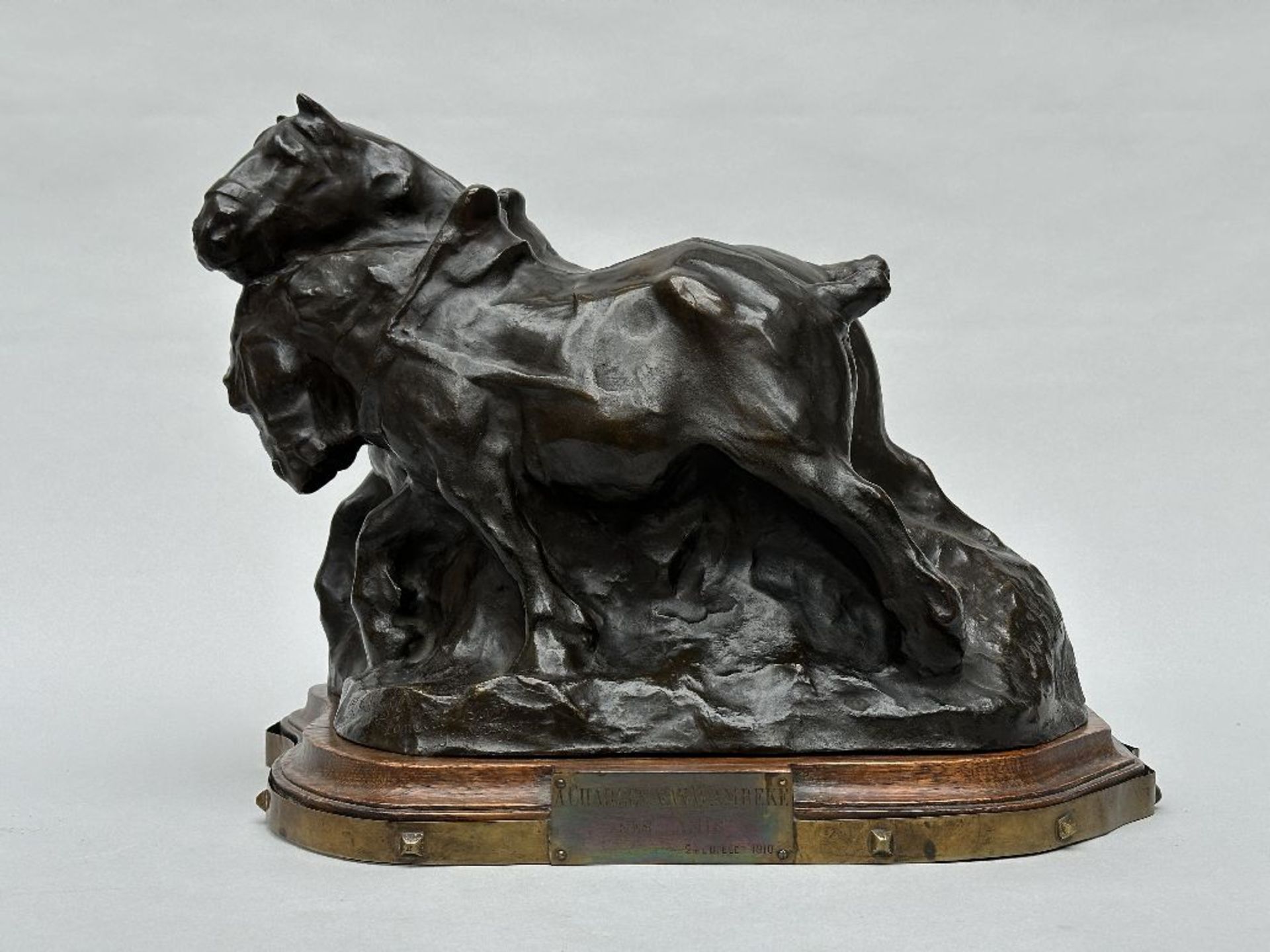 Domien Ingels: sculpture in bronze 'draft horses' (foundry Vindevogel) - Image 8 of 9