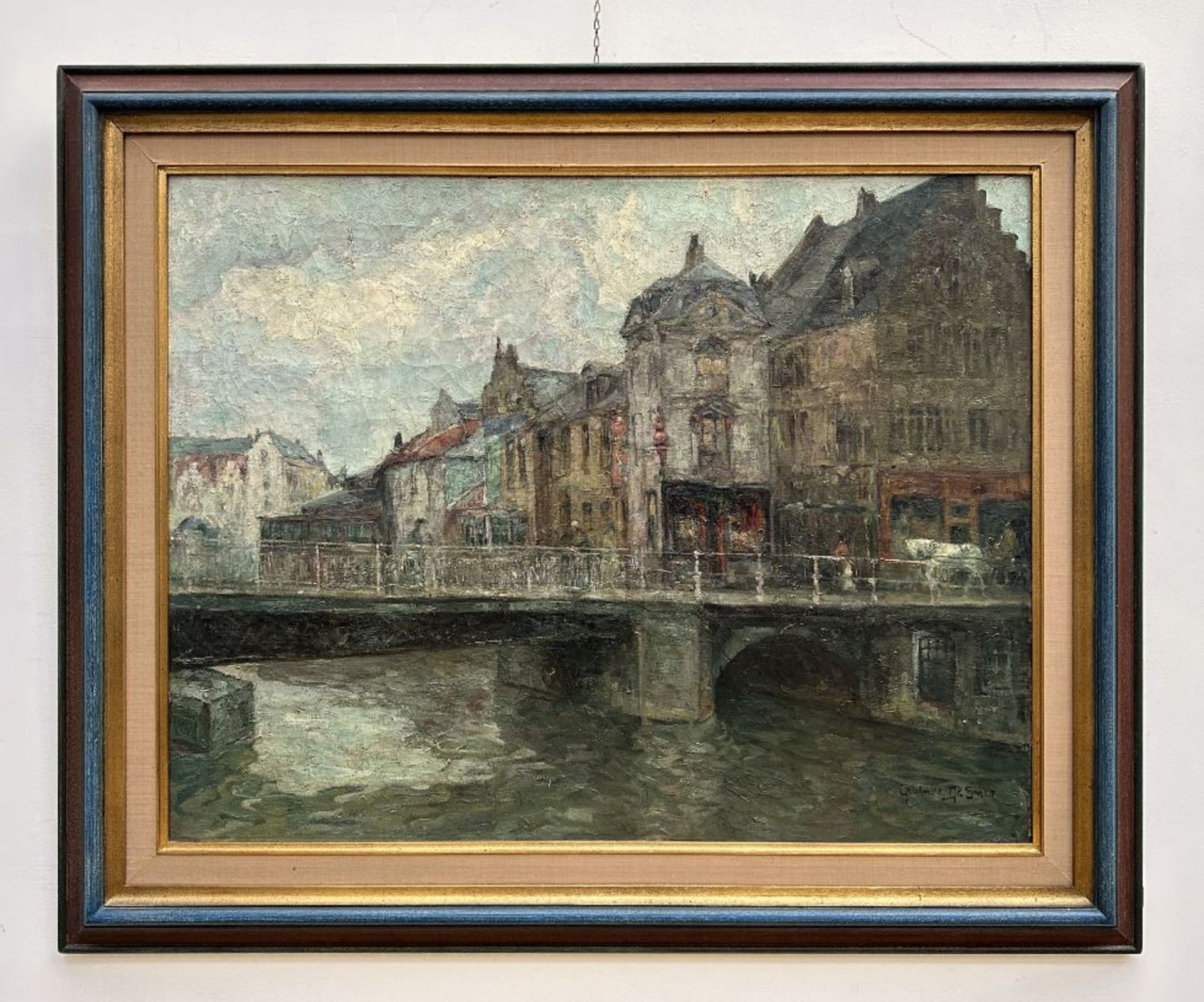 Gustave De Smet: painting (o/d) 'Vleeshuisbrug in Ghent' (*) - Image 6 of 9