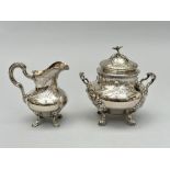 Silver sugar bowl and milk jug in Louis XV style