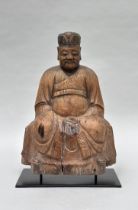 Chinese Taoist statue in wood, late Qing Dynasty