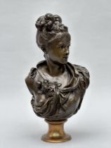 Auguste Joseph Carrier: bust in bronze 'young lady with flowers'