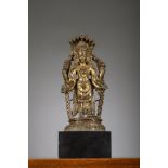 Gilt bronze statue 'Vishnu' with inscriptions, Nepal 17th century