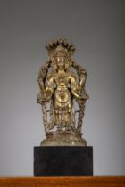 Gilt bronze statue 'Vishnu' with inscriptions, Nepal 17th century