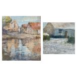 Carolus Tremerie: two drawings with pastel on paper 'landscape'