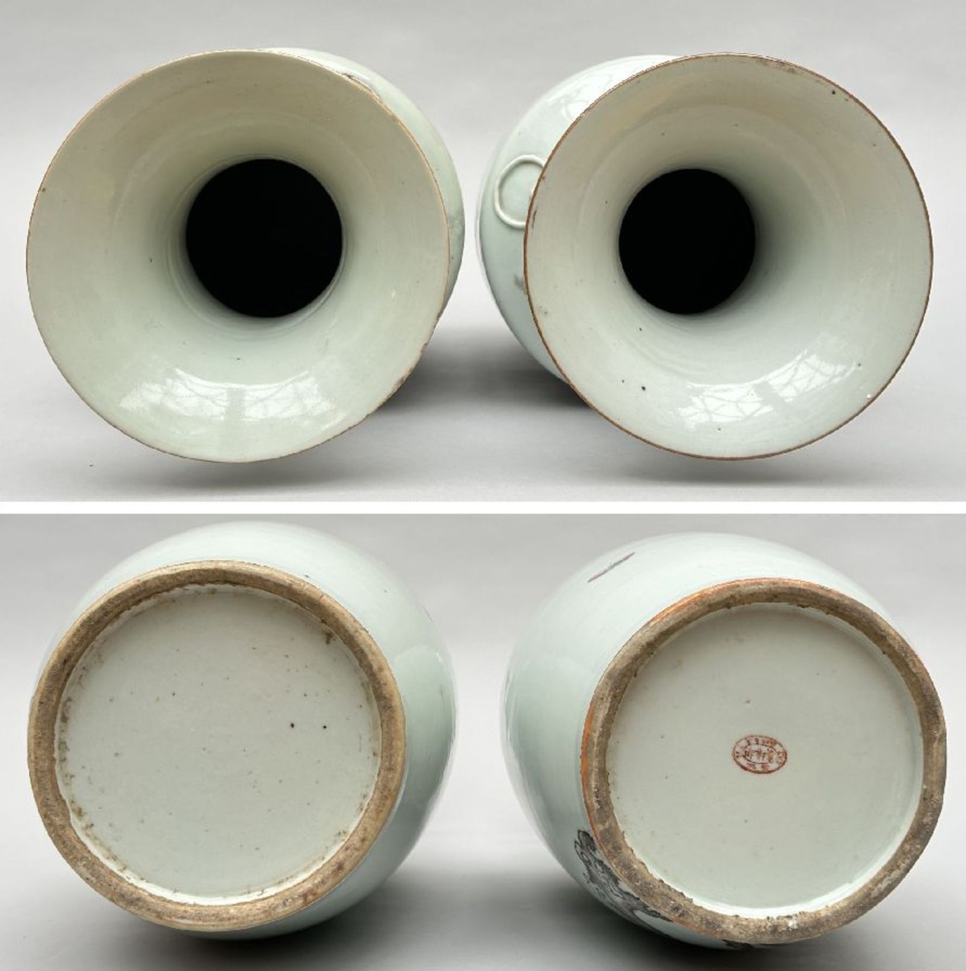 Two vases in Chinese porcelain 'birds' (*) - Image 6 of 7
