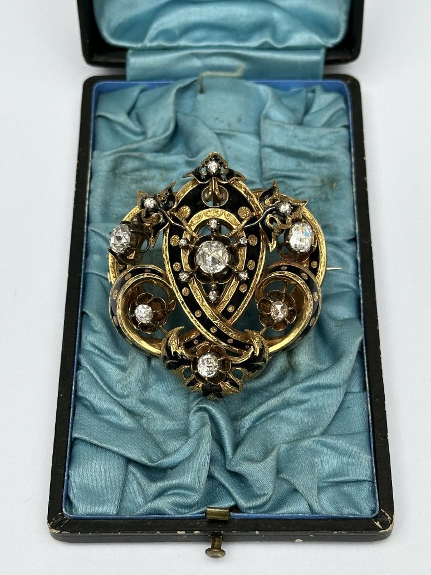 Louis-Philippe brooch set with diamonds and email, 19th century - Bild 4 aus 9