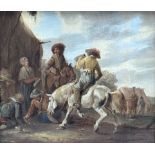 Anonymous (17th century): painting (o/p) fragment 'Encampment at battle'