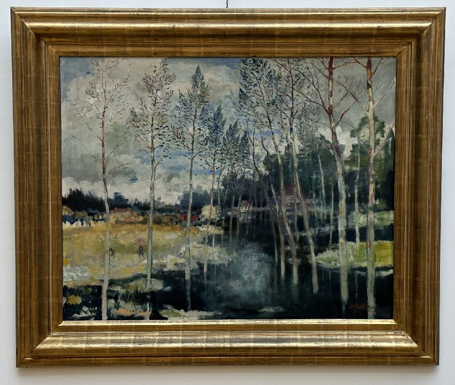 Albert Saverys: painting (o/c) 'view of the Lys' - Image 2 of 6