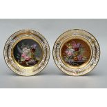 A pair of plates in Sèvres porcelain 'flowers', 19th century