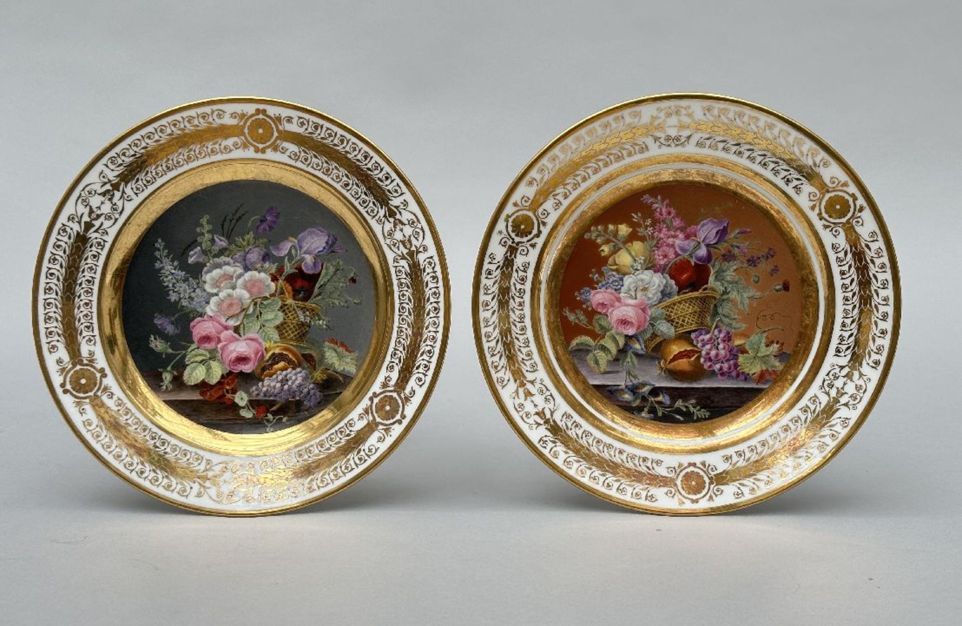 A pair of plates in Sèvres porcelain 'flowers', 19th century