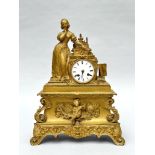 Louis-Philippe clock in gilded bronze 'élégant lady'
