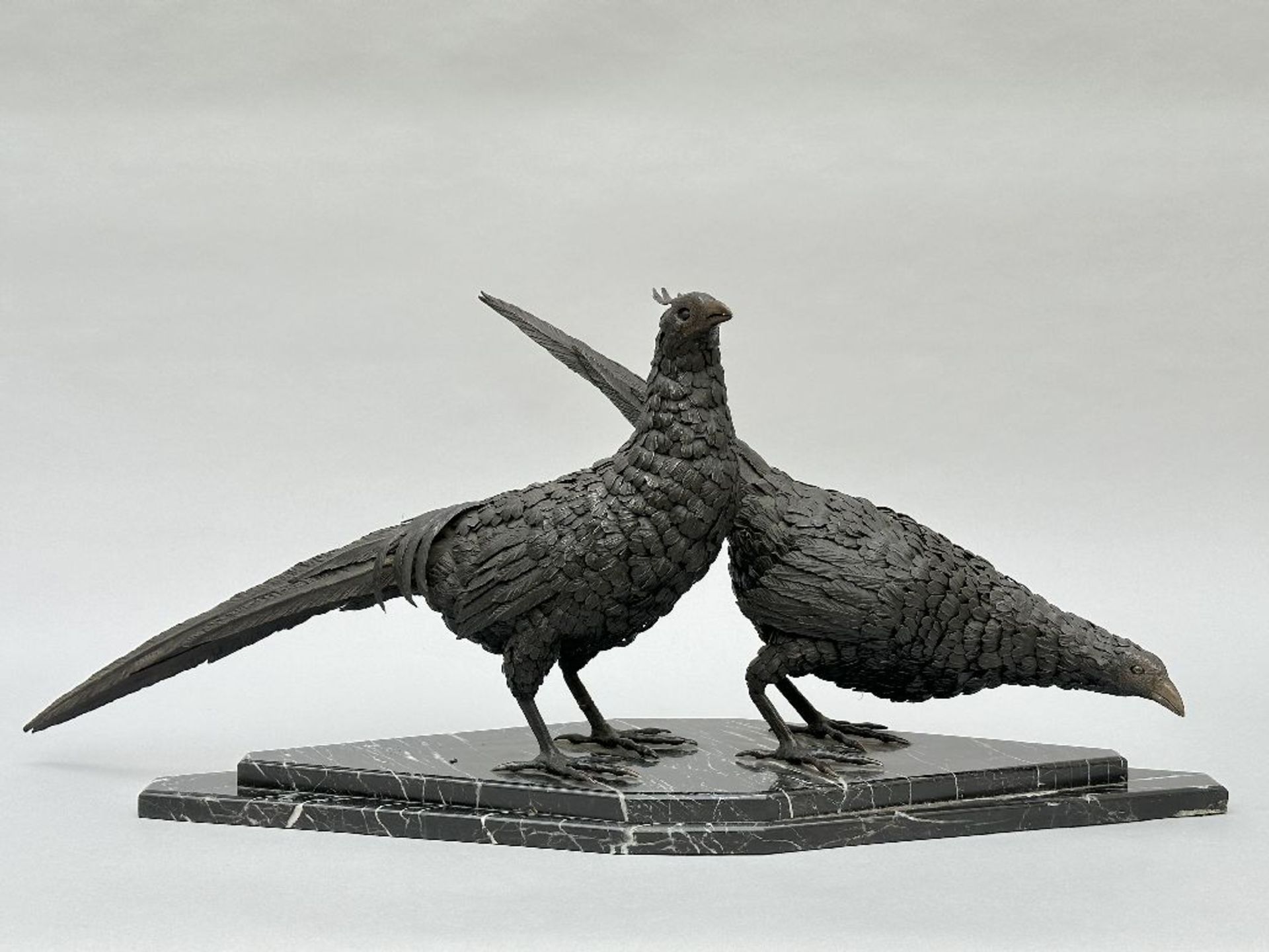 G. Mahieu: sculpture in wrought iron 'two pheasants'