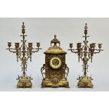 A three-piece mantelpiece in gilded bronze, Henri II style