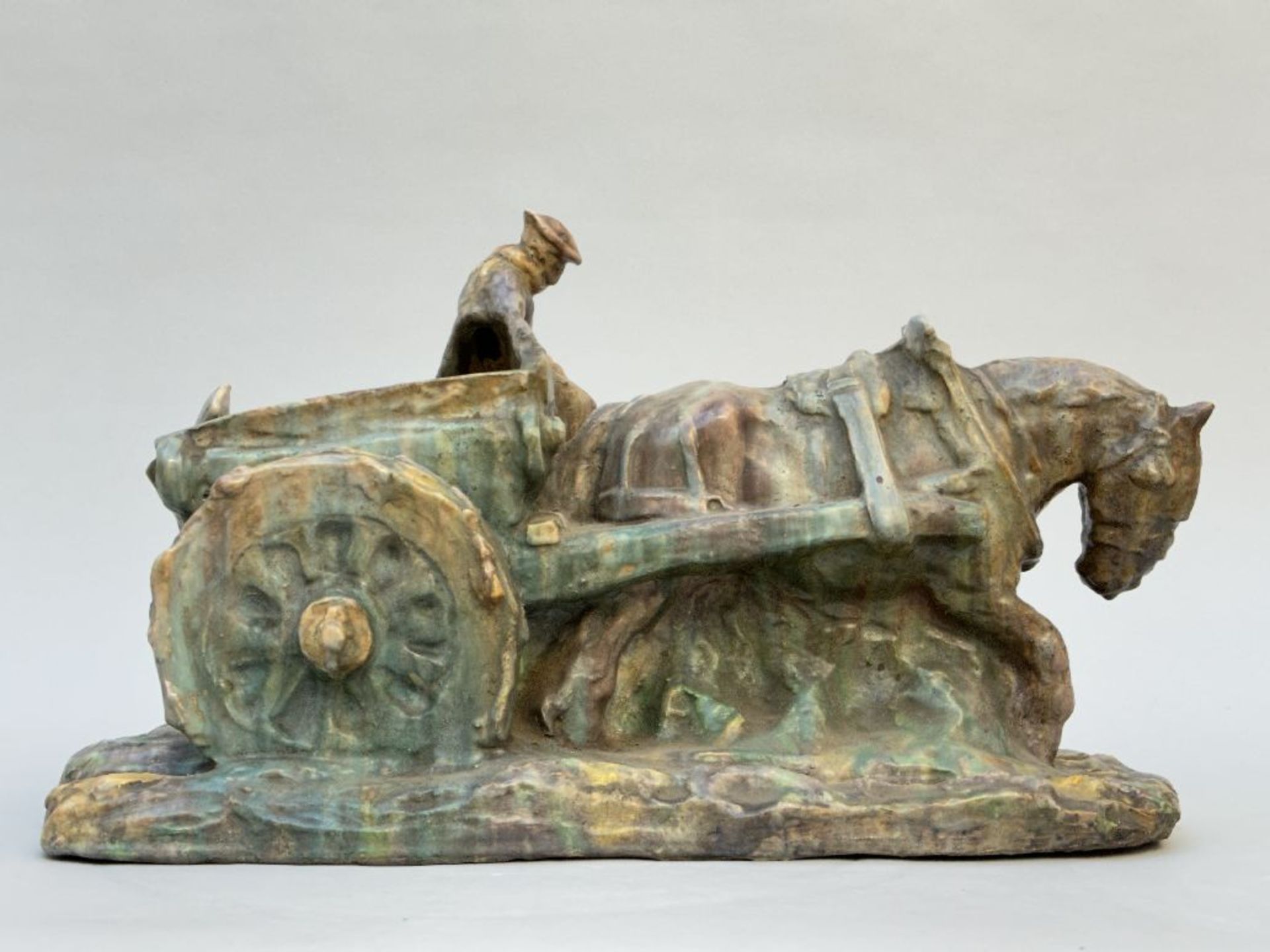 Domien Ingels: terracotta 'horse with cart' - Image 6 of 10