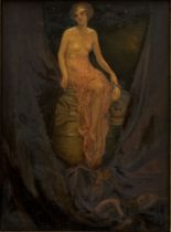 Jan Frans De Boever: painting (oil on cardboard) 'Stylite'